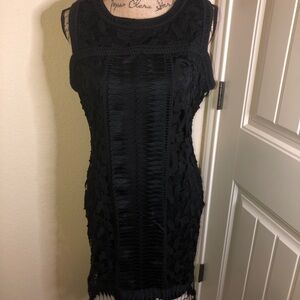 Susanne Betro Black Crochet Lace Sleeveless Dress with Zippered Back Size Medium
